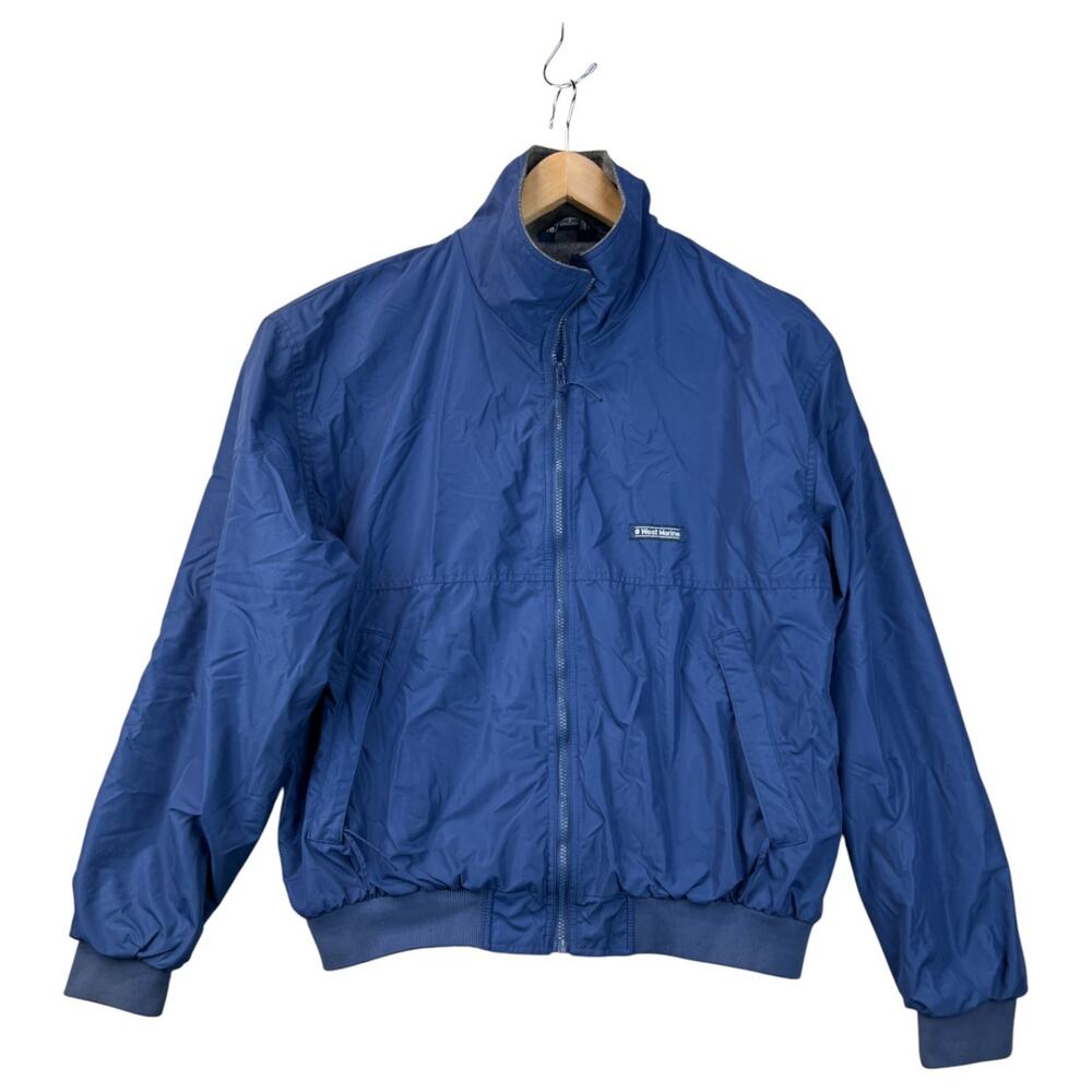 Vintage West Marine Men's Fleece Lined Full Zip Jacket Windbreaker Blue Size XXL